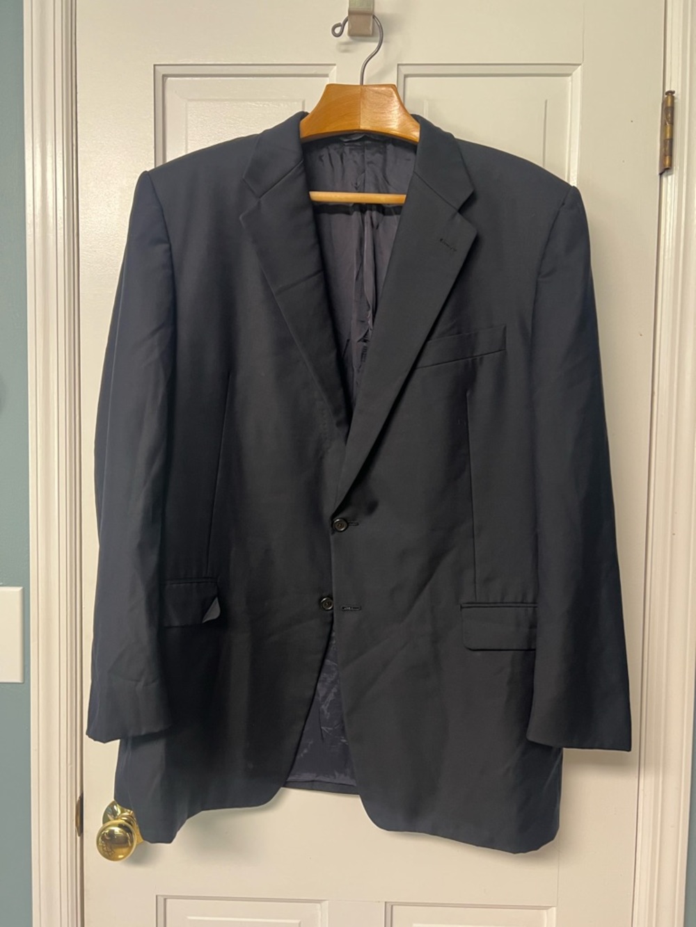 Hickey Freeman Men's 48L Blazer Navy Blue Loro Piana 100% Italian Wool Super 120